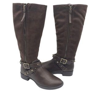 🎪👢 Circus Portia brown boots Sam Edelman 7.5 spikes harness LN riding EUC